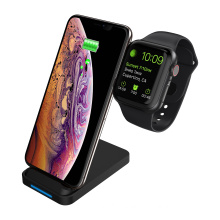 10W Qi Fast Charging 2 in 1 Wireless Charger desktop Stand Universal for Qi-enable Device for IPhone and Apple Watch